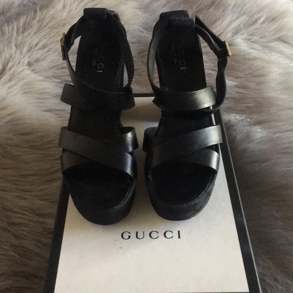 gucci monogram platform sandal